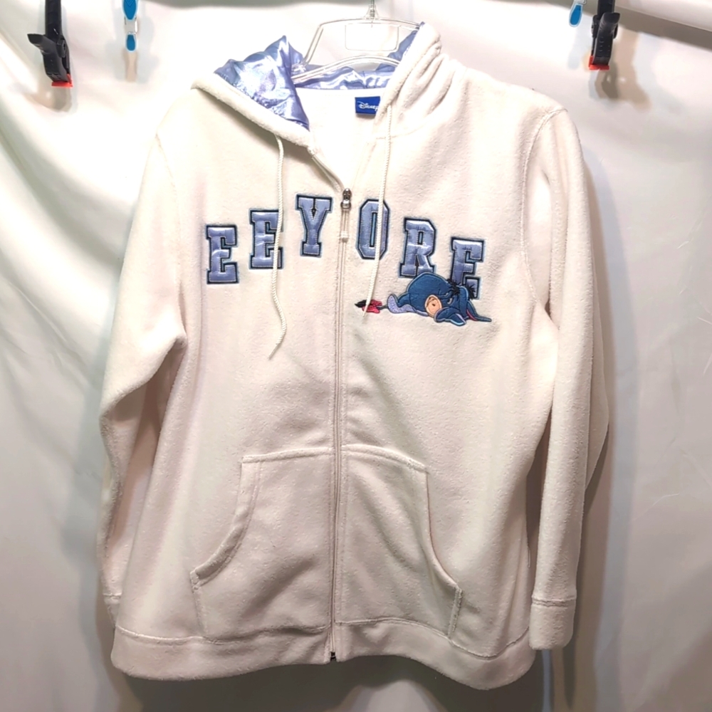 Disney Eeyore white fleece full zip hoodie jacket kangaroo pockets size 1X
